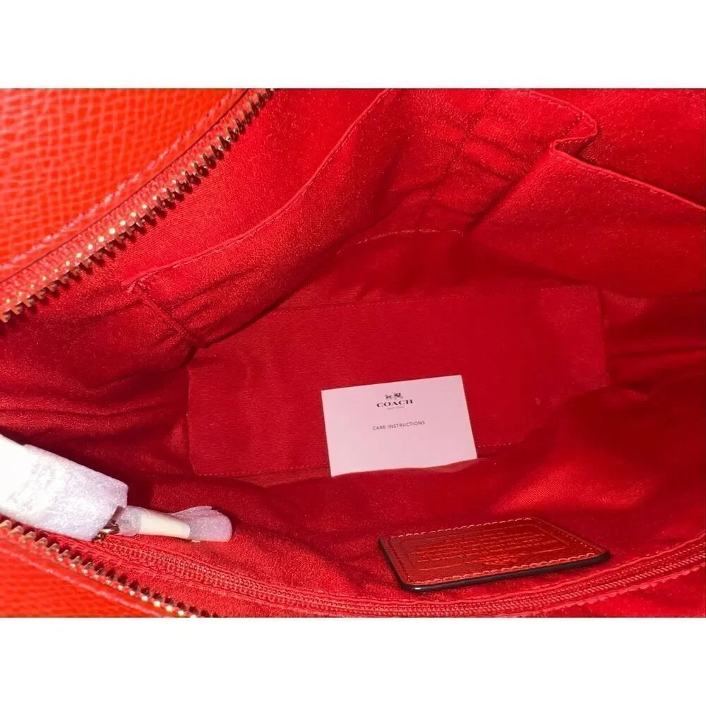 🔥🎁NWT! Coach Zip Top Tote Handbag Crossgrain Leather Carmine F36632 Msrp:$295